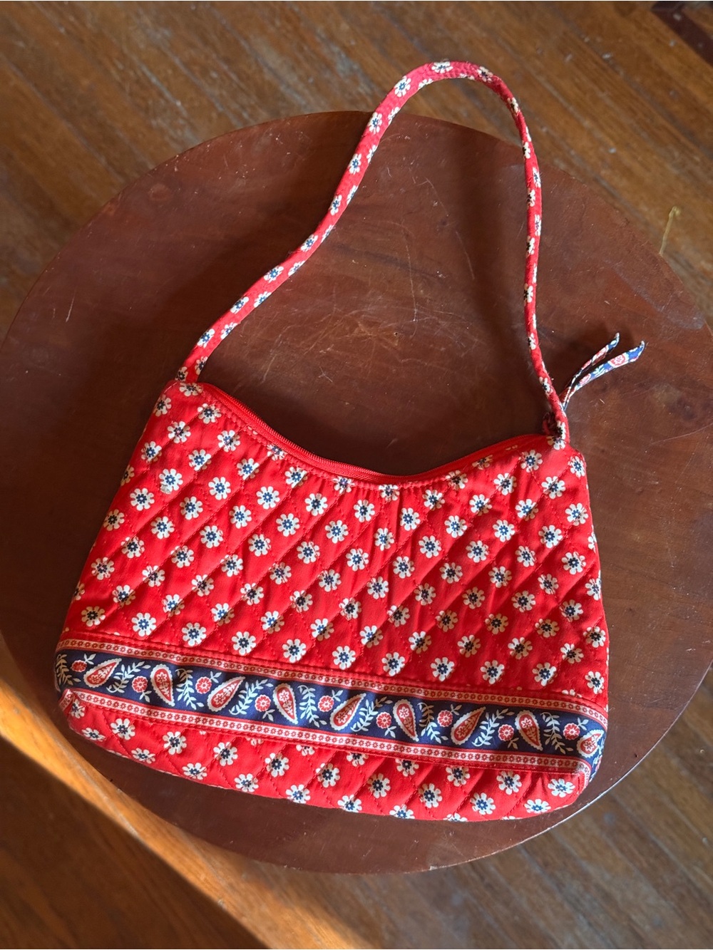 Vintage Vera Bradley Red Quilted Floral Shoulder Bag